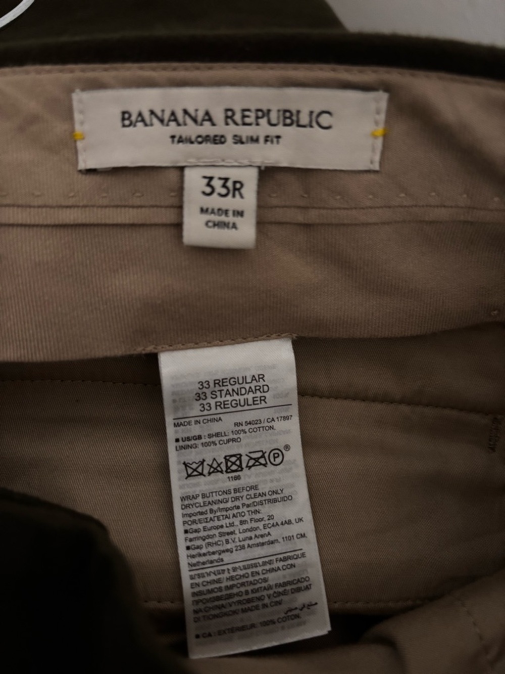 Banana Republic Men's  moleskin Tailored Slim Fit Pants - 33R
